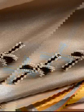 Knotty  And Nice - Golden Embellished Studs (Black)