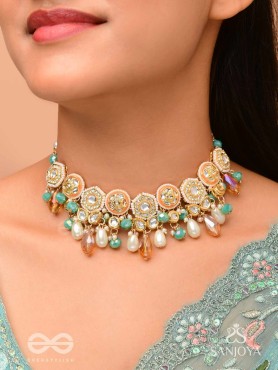 Vesht - The Dreamy Skies - Beads, Polki And Kundan Finished Hand Embroidered Neckpiece