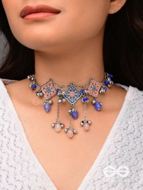 The Indigo Blush - Enamelled Oxidised Neckpiece