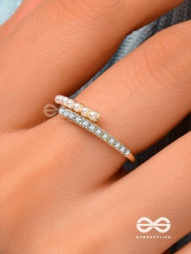 The Spark Of Love - Golden Cubic Zirconia Ring (Adjustable)