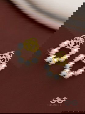 Eternal love - Golden rose studs with silver Pearls