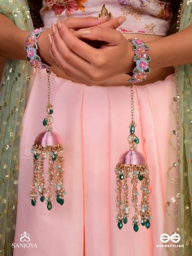 MADHUVRATA - SPRING BLOOM - DELICATE EMBROIDERED KALEERE WITH BANGLES WITH FLORAL MOTIFS, BEADS AND PEARL DROPS