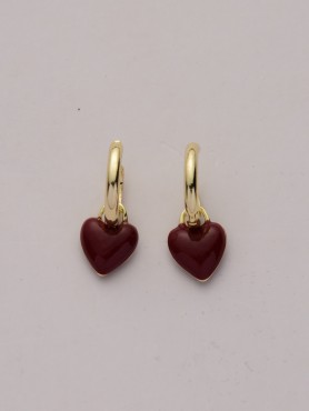 SCARLET CHARM - DAINTY HOOPS WITH A DEEP RED HEART