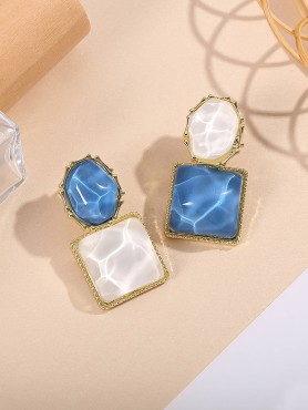OCEAN DUET- GLOSSY COLORBLOCK EARRING