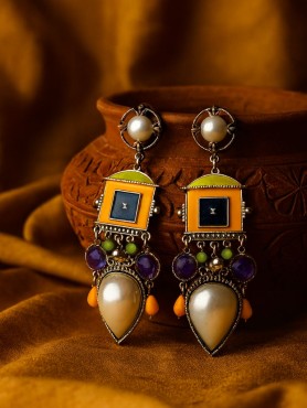 SUNBURST DROP - TEARDROP ENAMELLED EARRING