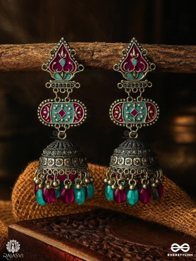 FOLK BLOOM - STATEMENT OXIDISED JHUMKA