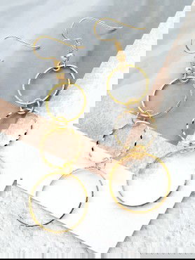 The Layered Circles - Golden Dangling Earrings