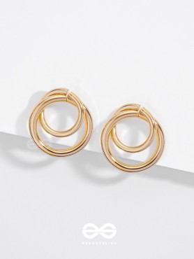 The Golden Intertwined Circles - Casual Daily-wear Studs