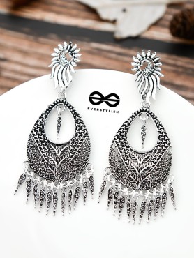 The Intricate Artwork Danglers - The Oxidised Boho Collection