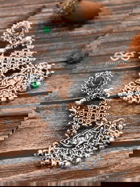 The Embellished Oxidised Collection - Intricate Delight Earrings- Green