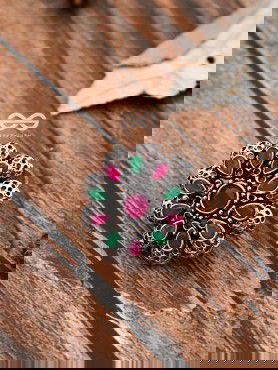 The Scarlett Ring (Adjustable) - Ruby-Emerald - The Embellished Oxidised Collection