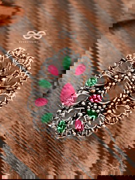 The Meryl Ring (Adjustable) - Ruby-Emerald - The Embellished Oxidised Collection