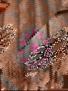 The Meryl Ring (Adjustable) - Ruby-Red - The Embellished Oxidised Collection