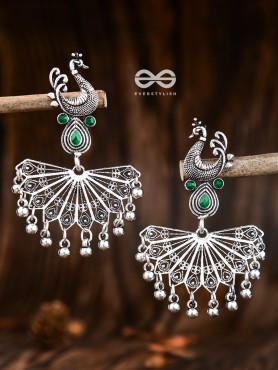 The Fabulous Fanning Peacock (Emerald Green) - Embellished Oxidised Collection