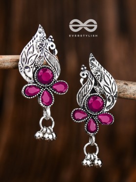 The Boho Peacocks (Ruby Red) - The Embellished Oxidised Collection