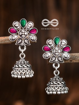 The Enamelled Floral Artwork (Ruby Emerald) - The Embellished Oxidised Collection