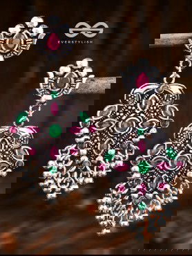 The Geometric Statement Makers (Emerald-Ruby) - Embellished Oxidised Collection