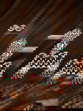 The Multicoloured Owl Double Jhumkis - Embellished Oxidised Collection