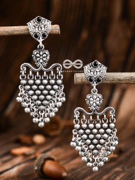 The Cute Mesh Earrings (Onyx Black) - The Embellished Oxidised Collection