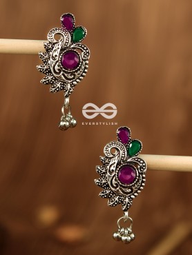 The Shimmery Motif Studs (Multicoloured) - Embellished Oxidised Collection