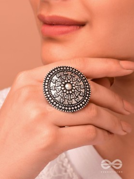 The Warrior's Shield - Oxidised Boho Ring