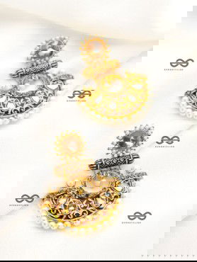 The Marvellous Meenakari Collection - Mehr Earrings - Brown-White