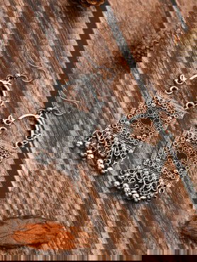 The Embellished Trunk - Oxidised Boho Earrings - Silver