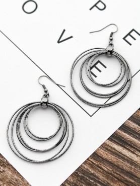 The Shimmery Circles - Dark Grey Elegant Earrings