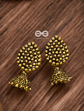The Little Dotted Jhumki (Golden) - Tiny Trinket Earrings