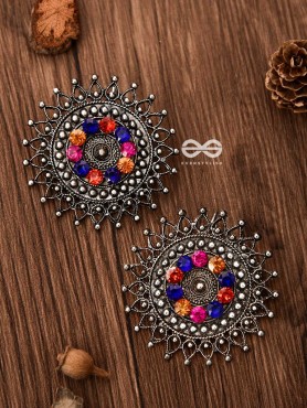 A Colourful Dark Fantasy -Oxidised Boho Earrings