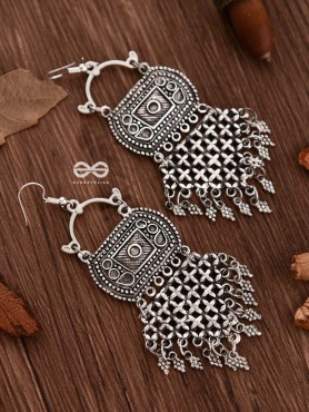The Criss-Cross Boho Trunk - Oxidised Boho Earrings