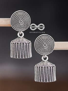 The Hypnotic Statement Jhumkis - Oxidised Boho Earrings