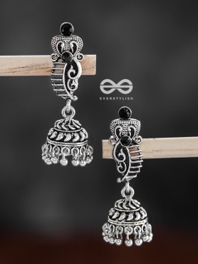 The Cute Little Artwork Jhumkis (Onyx Black) - Tiny Trinket Earrings