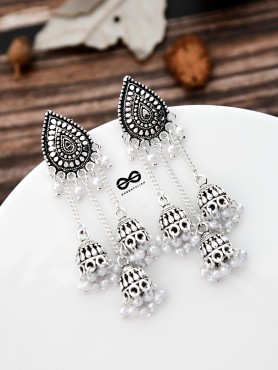 The Intricate Droplet - Triple Boho Jhumkis