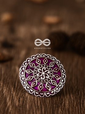 The Intricate Meenakari Adjustable Ring (Pink) - Embellished Oxidised Collection