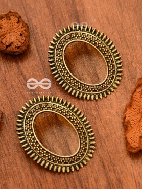 The Little Bohemian Oval Studs(Golden) - Oxidised Boho Earrings