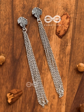 The Winter Leaf - Chain-Tasseled Boho Earrings