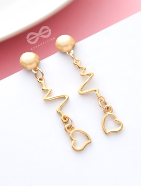 The Beating Hearts - Golden Statement Dangler Earrings