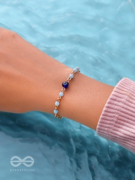 Star of the Show- Evil Eye Stone & Beads Studded Golden Bracelet