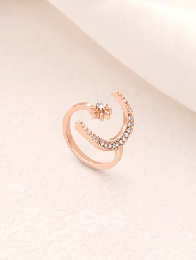 The Night Sky- Rose Golden Rhinestones Ring