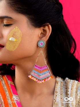 IDHANT- THE LUMINOUS- SEQUINS and BEADS EMBROIDERED EARRINGS (Multicoloured)