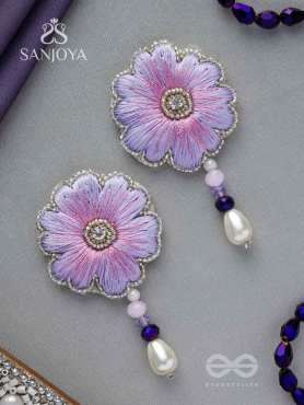Manika- The Beautiful Flower- Resham and Pearl Drops Embroidered Earrings 