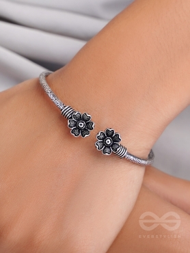 Shrinking Violets- Oxidised Bangle Bracelet