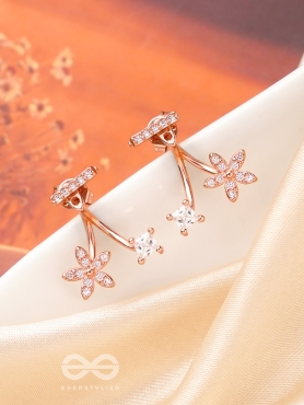 The Blossoming Vine- Golden Stud CZ Ear-Jackets
