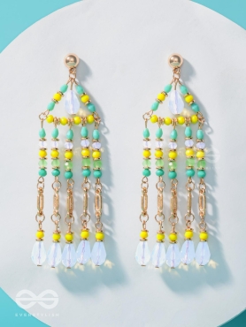 The Gushing Waterfall- Golden Embellished Earrings