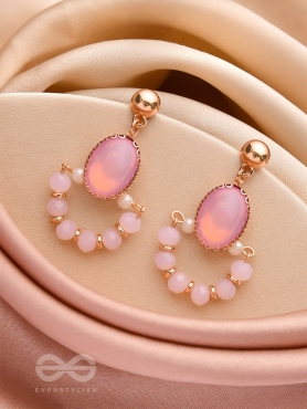 The Bubblegum Pink- Golden Embellished Earrings
