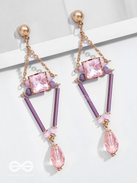 The Pyramid's Shadow- Golden Embellished Earrings