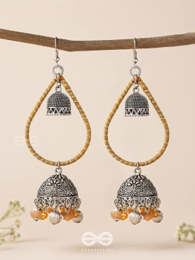 THE SUNLIT DROPS  - OXIDISED EMBELLISHED EARRINGS