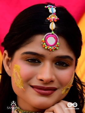 PRATIMITA - BEAUTY IN MIRROR - SHELL, BEADS AND MIRROR EMBROIDERED MAANGTIKA