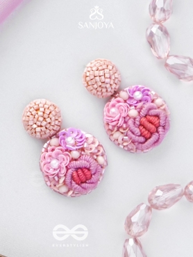 Pushpayita - Adorned With Flowers - Sequins, Cutdana, Resham And Beads Hand Embroidered Earrings